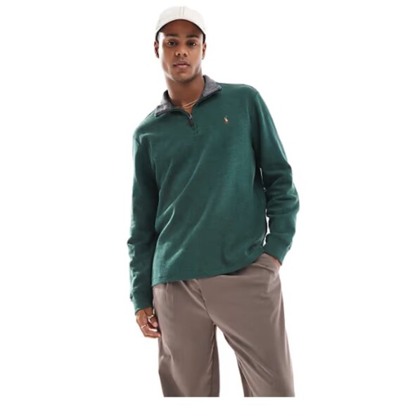 Polo Ralph Lauren Men's Quarter Zip Pullover Knit Sweater Size Large Green - Picture 10 of 10